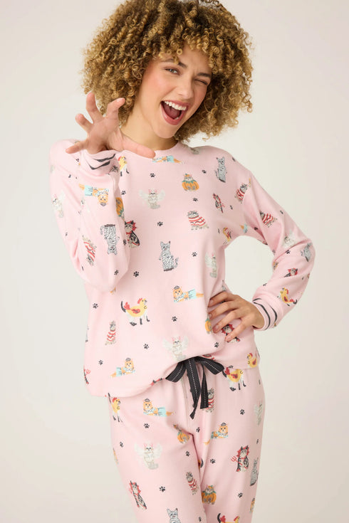 Pj Salvage Feline Spooky Halloween Cat Print PJ Set